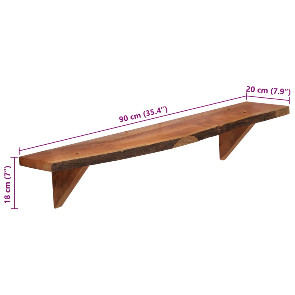 vidaXL Estantes de pared 2 uds madera maciza de acacia 90x20x18 cm