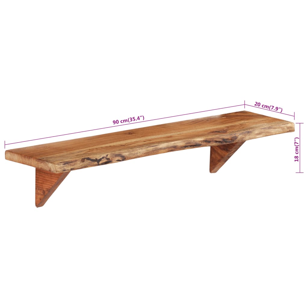 vidaXL Estantes de pared 2 uds madera maciza de acacia 90x20x18 cm