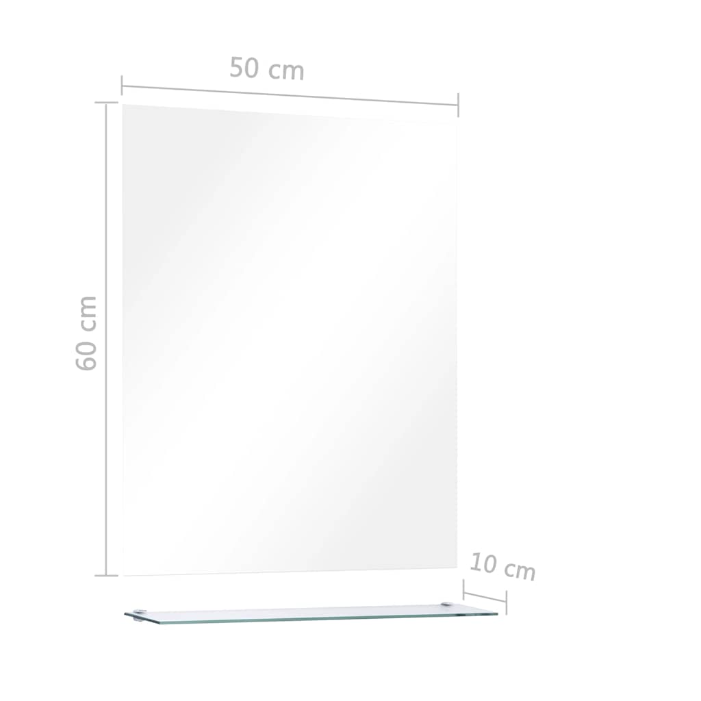 vidaXL Espejo de pared con estante de vidrio templado 50x60 cm