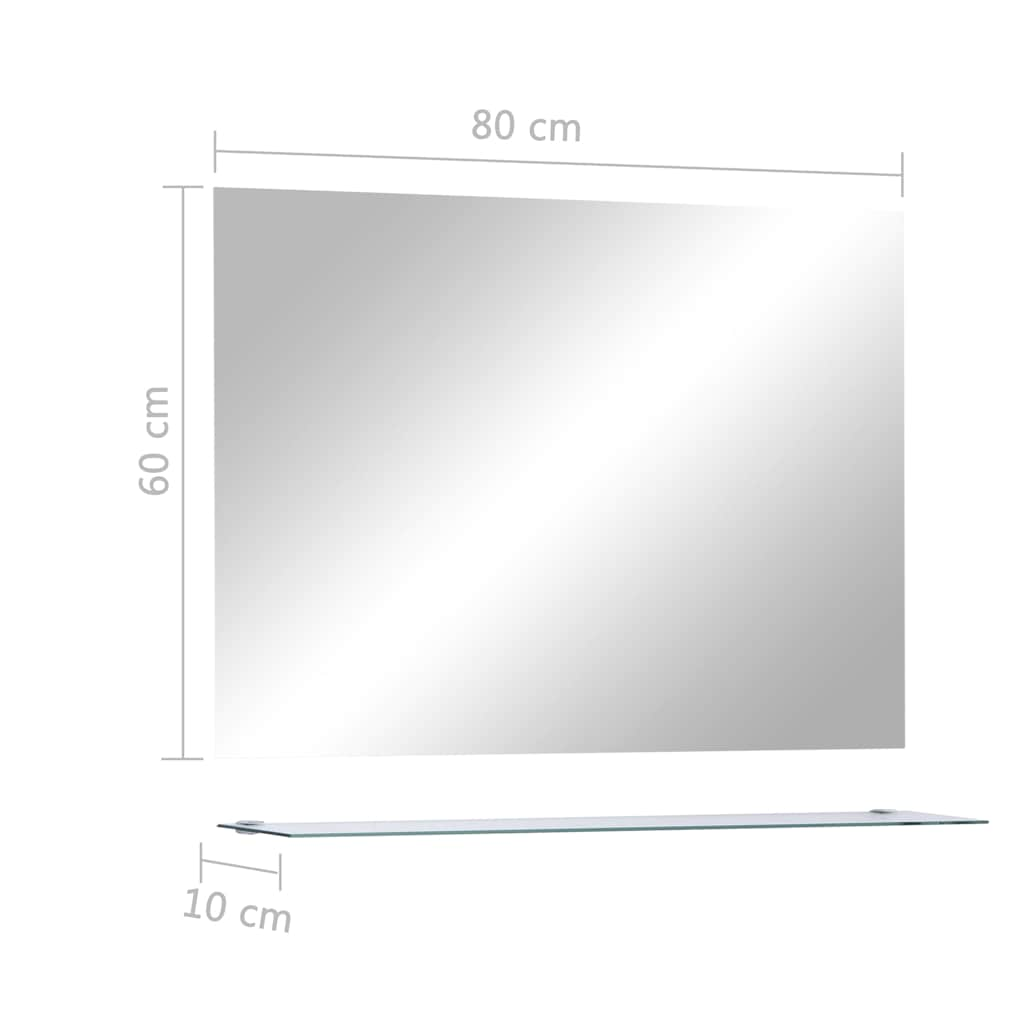 vidaXL Espejo de pared con estante de vidrio templado 80x60 cm