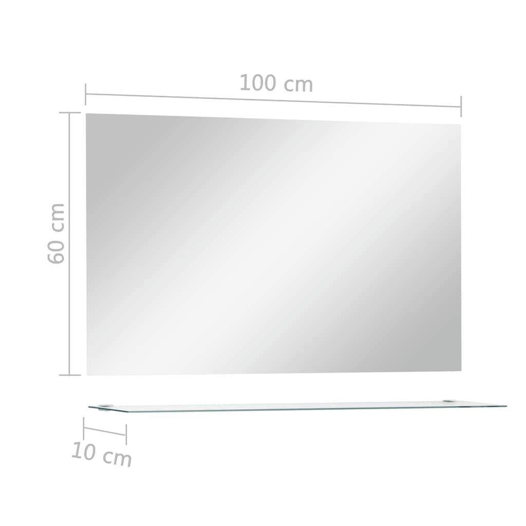 vidaXL Espejo de pared con estante de vidrio templado 100x60 cm