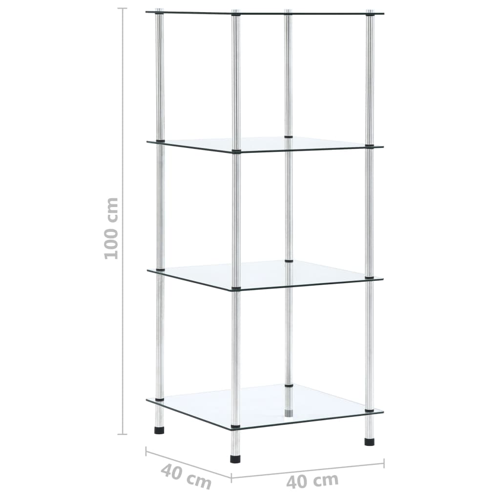 vidaXL Estantería 4 niveles cristal templado transparente 40x40x100 cm