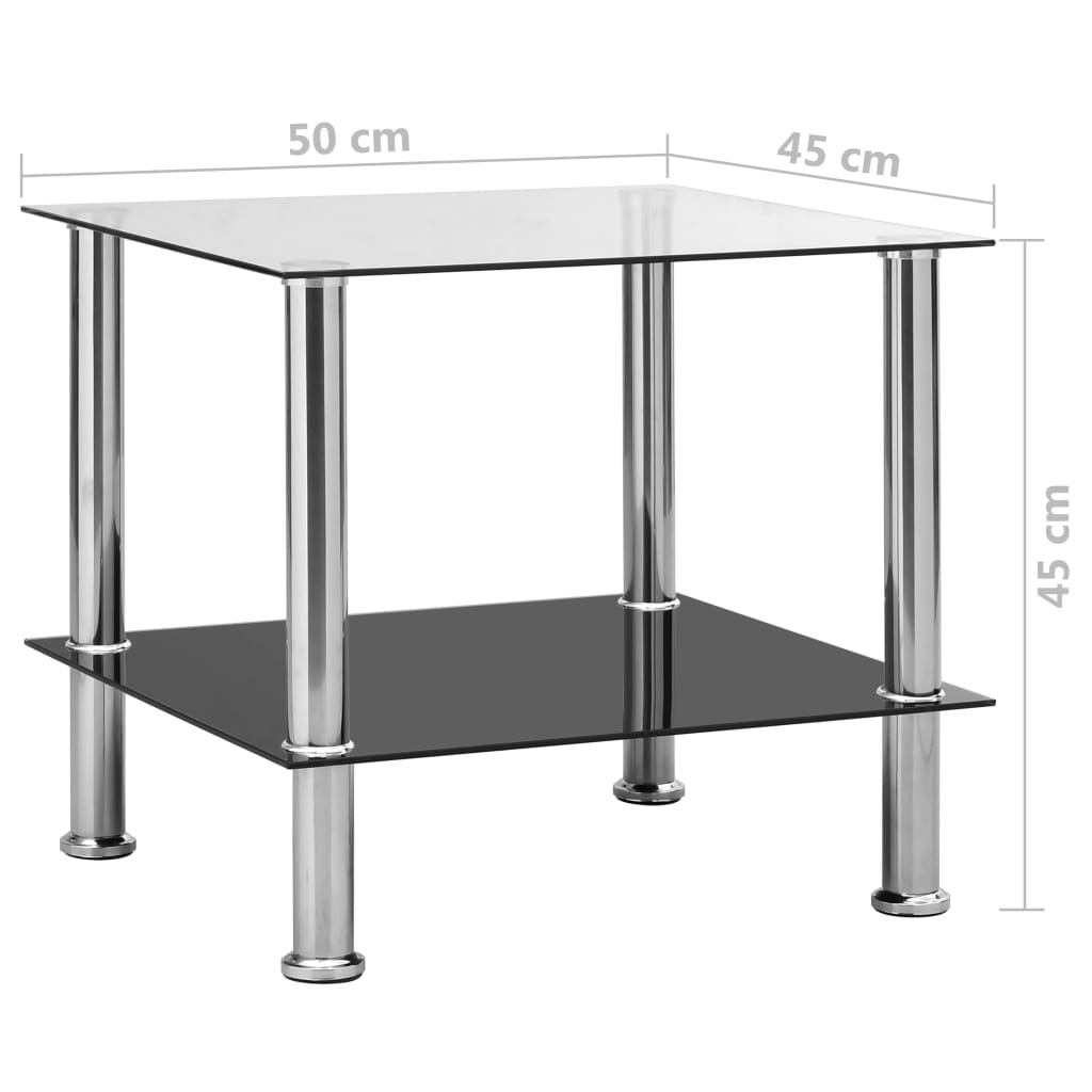 vidaXL Mesa auxiliar de vidrio templado transparente 45x50x45 cm