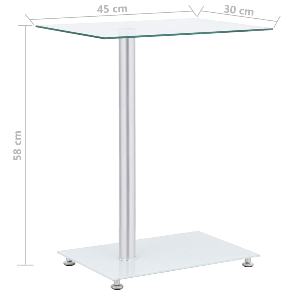 vidaXL Mesa auxiliar en U vidrio templado transparente 45x30x58 cm