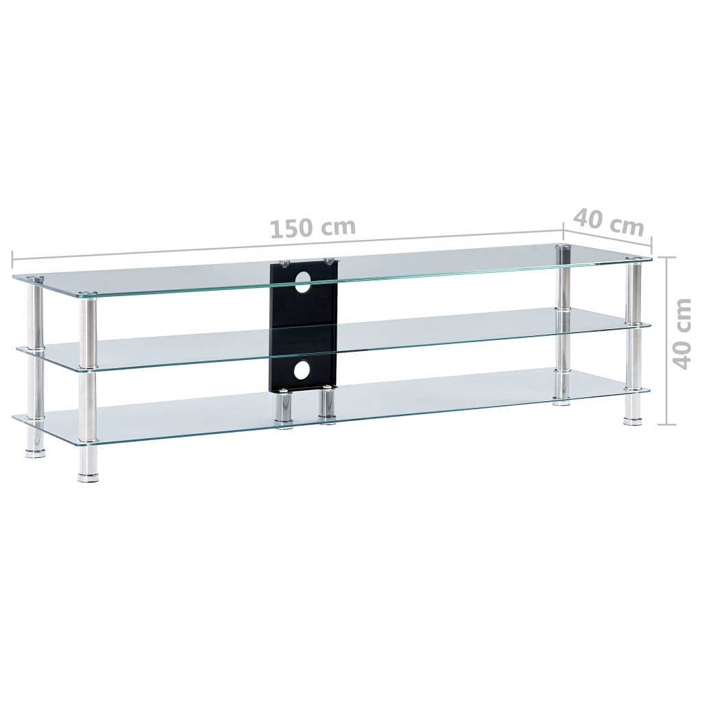 vidaXL Mueble de TV vidrio templado transparente 150x40x40 cm