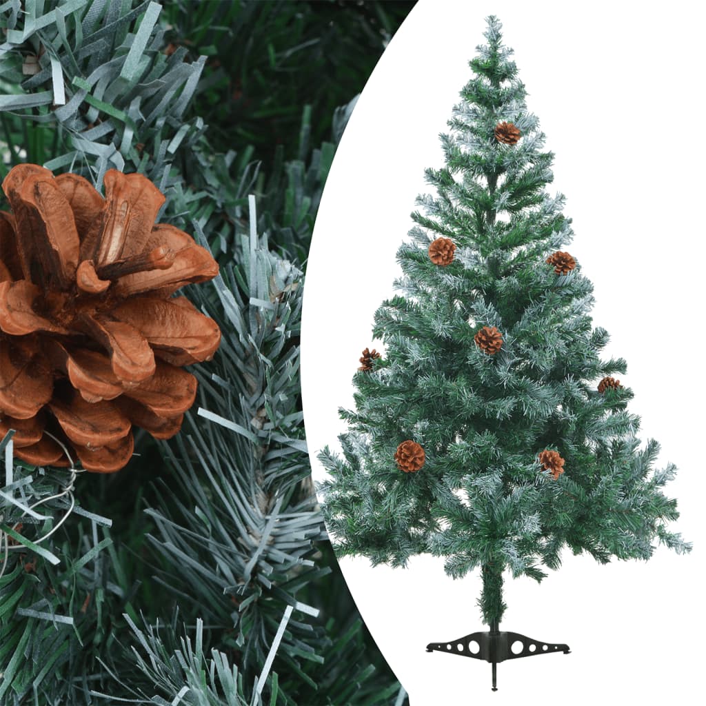 vidaXL Árbol de navidad glaseado con piñas 150 cm