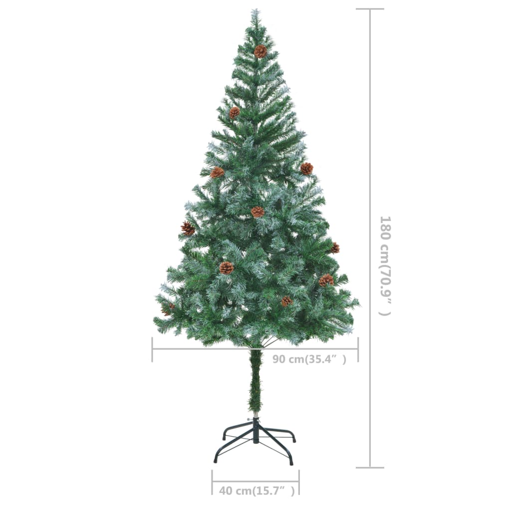 vidaXL Árbol de Navidad glaseado con piñas 180 cm