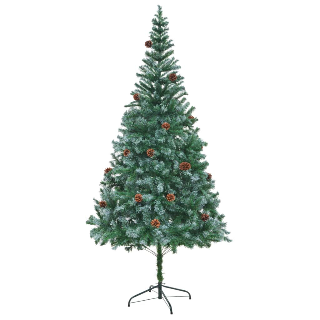 vidaXL Árbol de Navidad artificial con piñas 210 cm