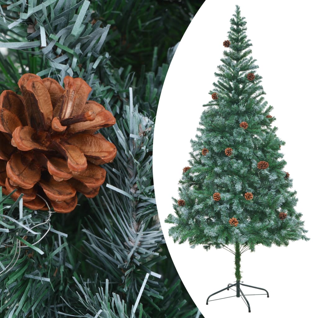 vidaXL Árbol de Navidad artificial con piñas 210 cm