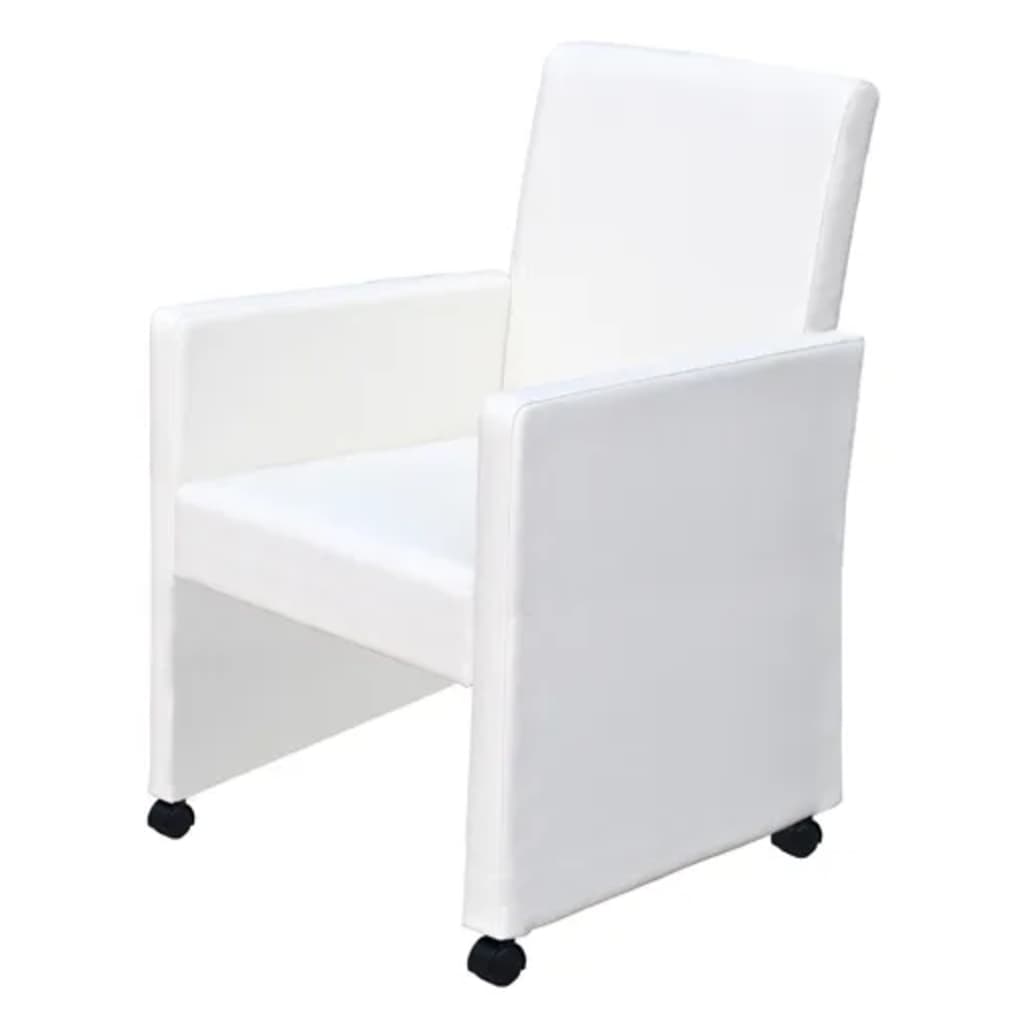 vidaXL Sillas de comedor 2 unidades cuero sintético blanco