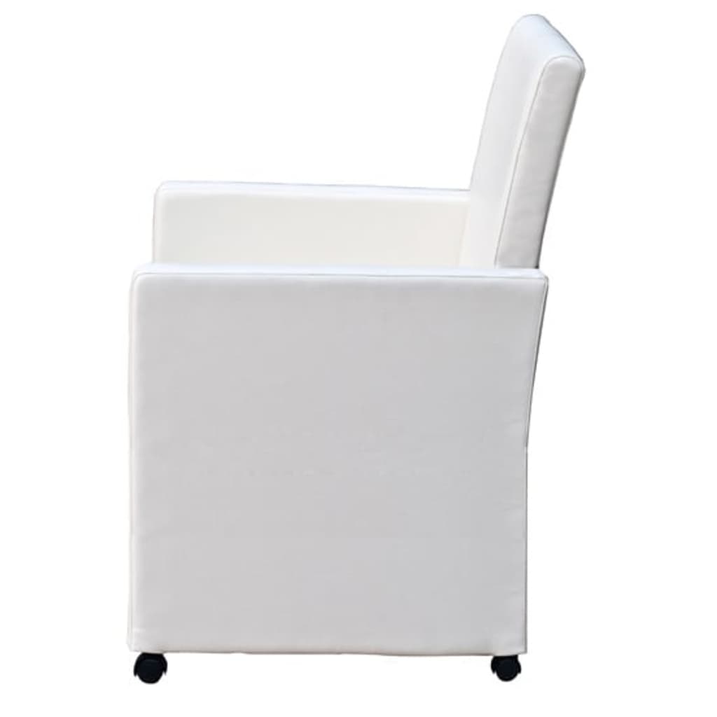 vidaXL Sillas de comedor 2 unidades cuero sintético blanco