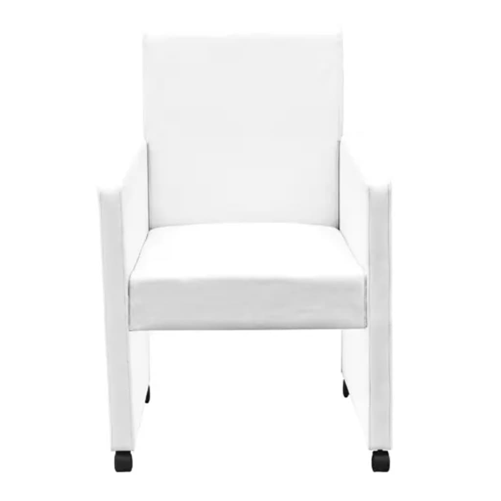 vidaXL Sillas de comedor 2 unidades cuero sintético blanco