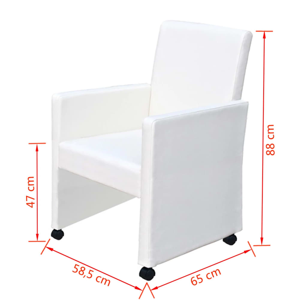 vidaXL Sillas de comedor 2 unidades cuero sintético blanco