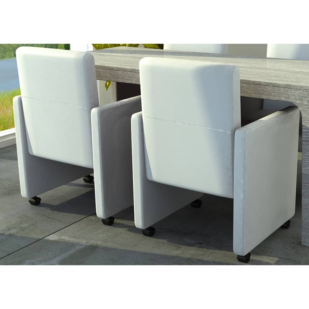 vidaXL Sillas de comedor 2 unidades cuero sintético blanco