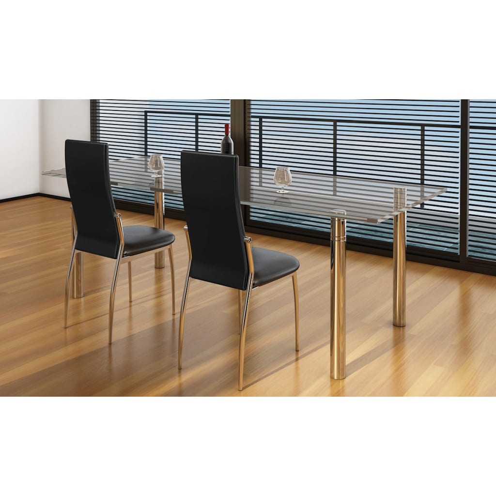 vidaXL Sillas de comedor 2 unidades cuero sintético negro