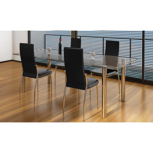 vidaXL Sillas de comedor 4 unidades cuero sintético negro