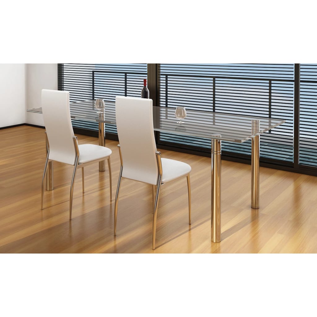 vidaXL Sillas de comedor 2 unidades cuero sintético blanco