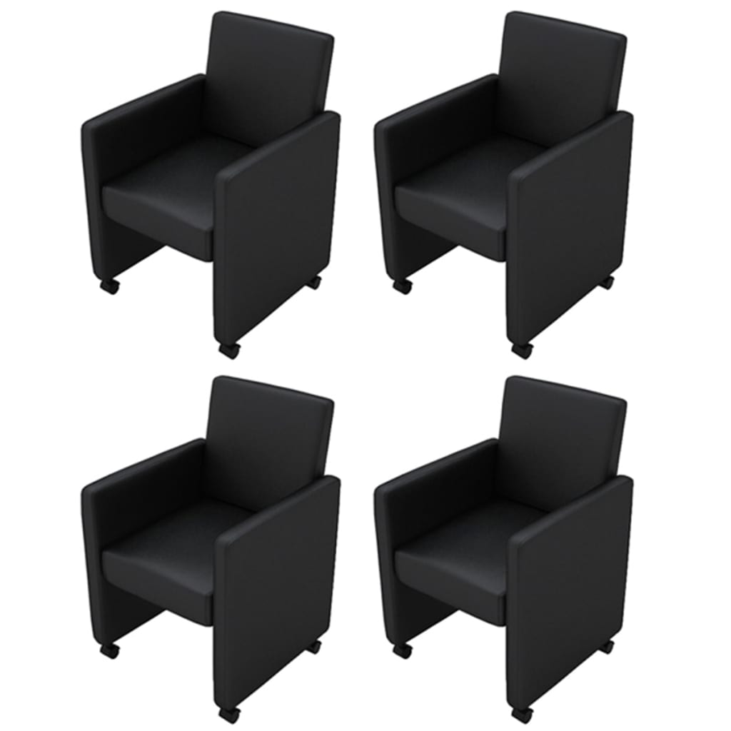 vidaXL Sillas de comedor 4 unidades cuero sintético negro