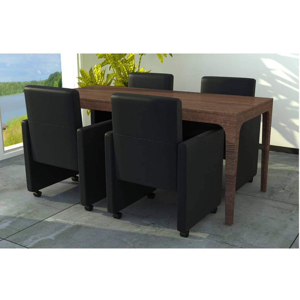 vidaXL Sillas de comedor 4 unidades cuero sintético negro