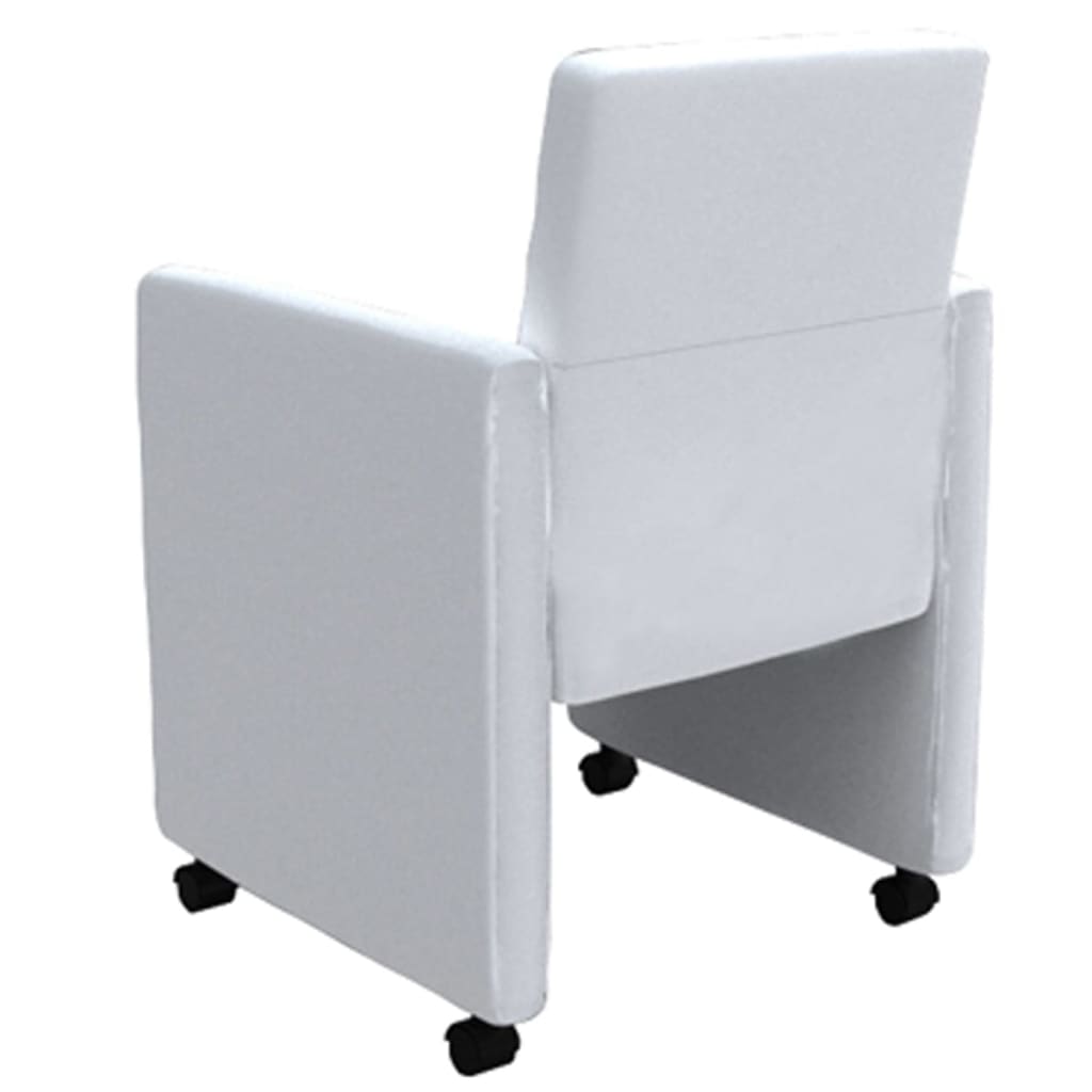 vidaXL Sillas de comedor 4 unidades cuero sintético blanco