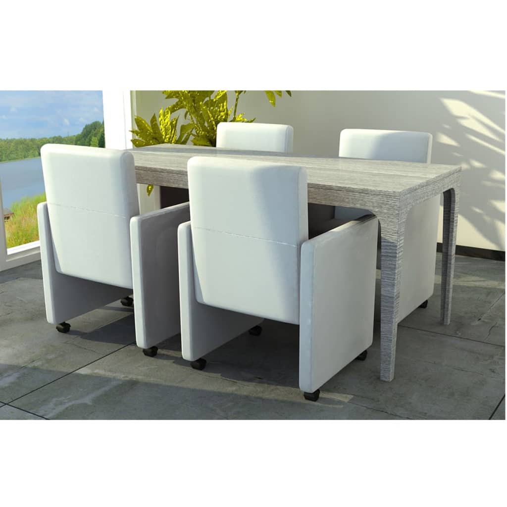 vidaXL Sillas de comedor 4 unidades cuero sintético blanco