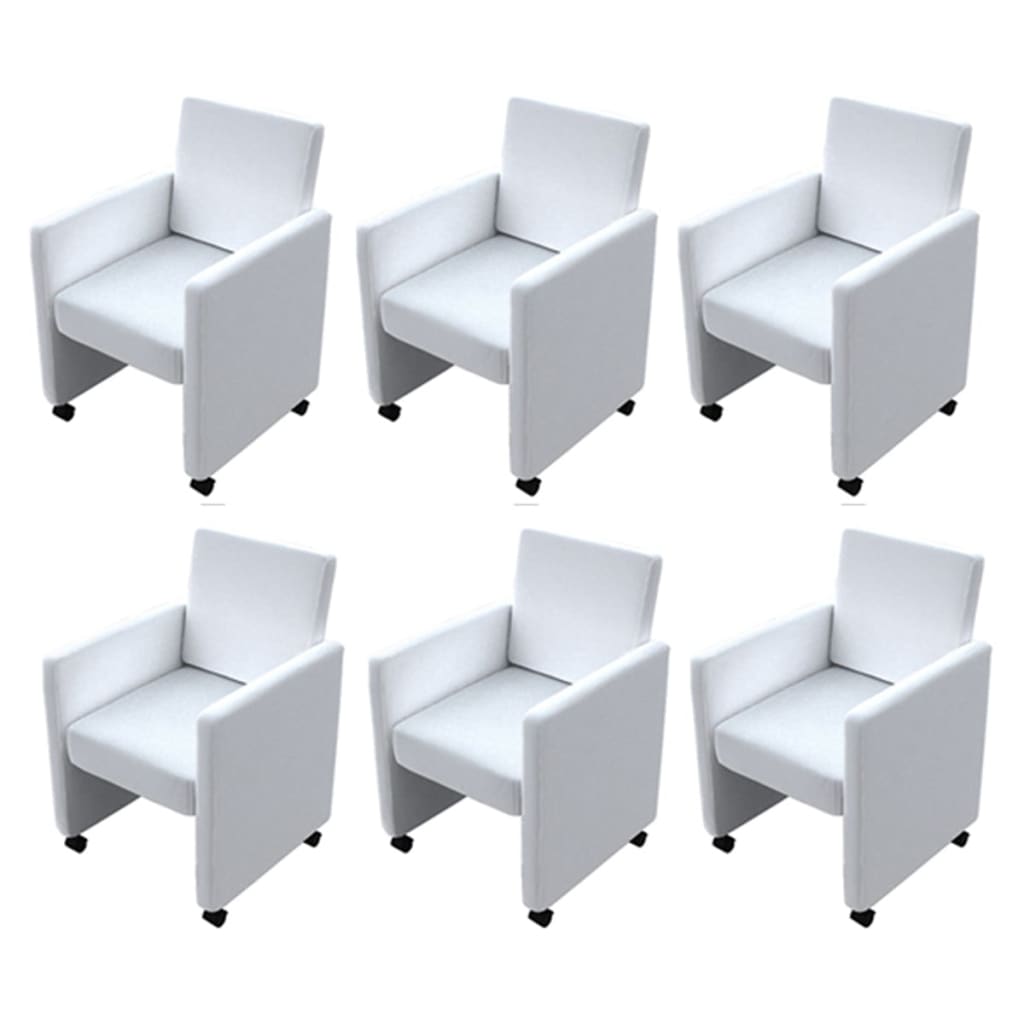 vidaXL Sillas de comedor 6 uds cuero sintético blanco