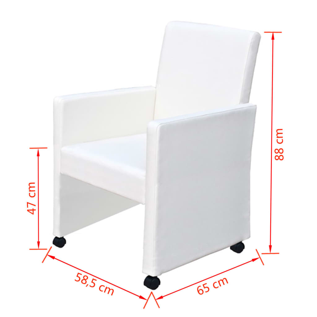 vidaXL Sillas de comedor 6 uds cuero sintético blanco