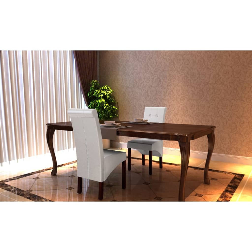 vidaXL Sillas de comedor 2 unidades cuero sintético blanco