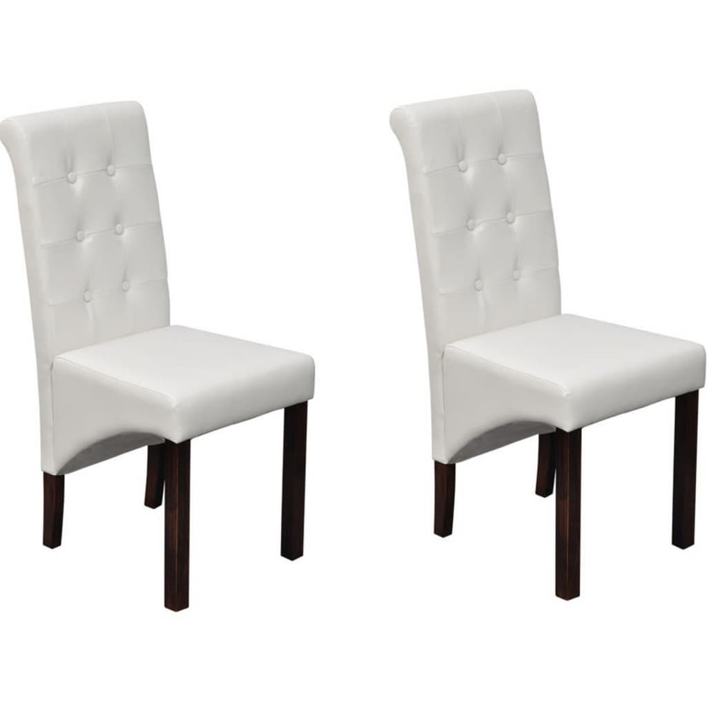 vidaXL Sillas de comedor 2 unidades cuero sintético blanco