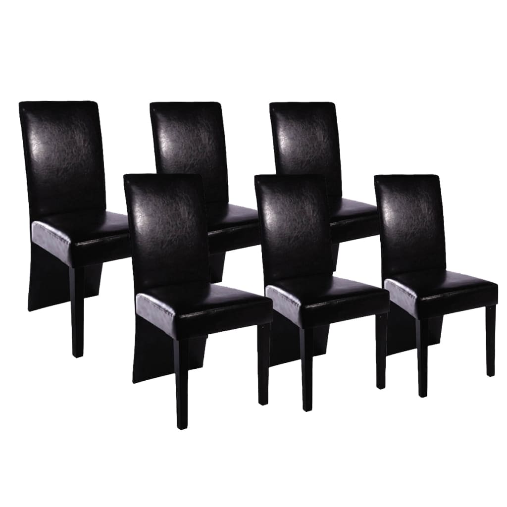 vidaXL Sillas de comedor 6 unidades cuero sintético negro