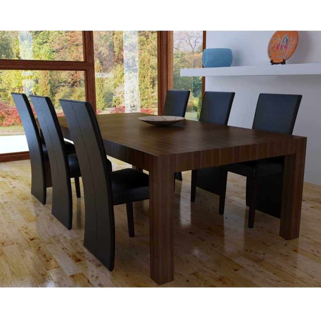 vidaXL Sillas de comedor 6 unidades cuero sintético negro