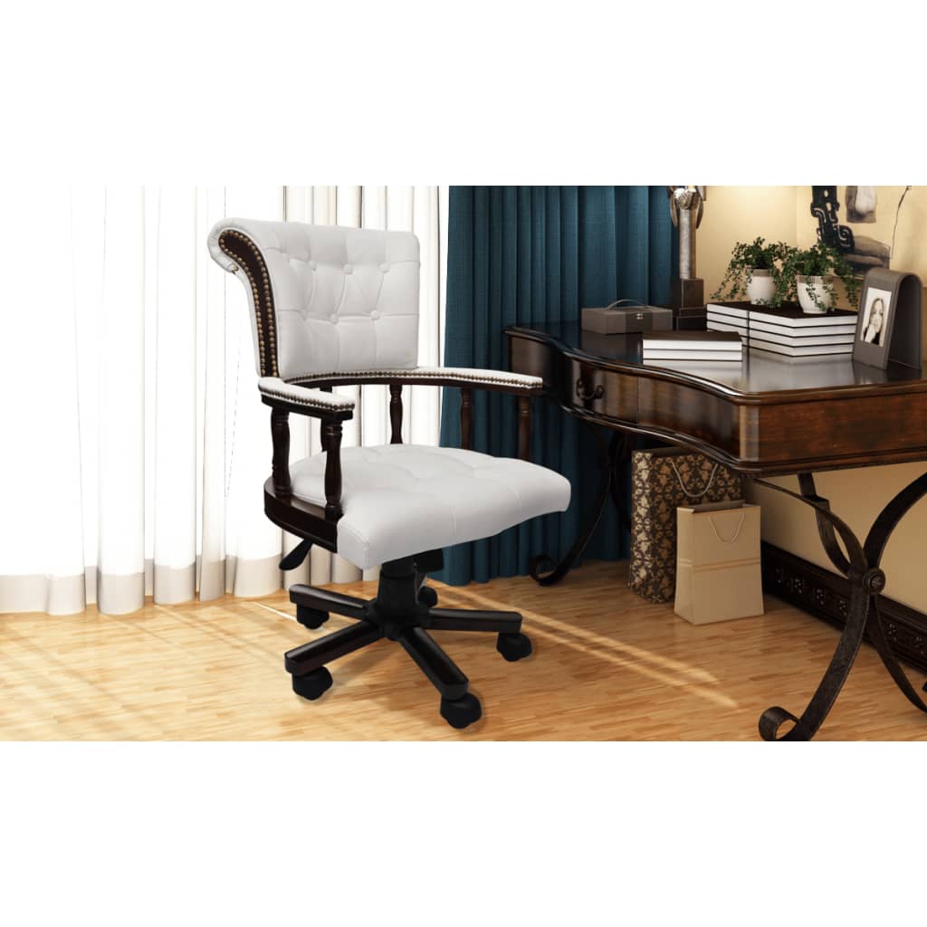 vidaXL Silla de oficina giratoria blanca