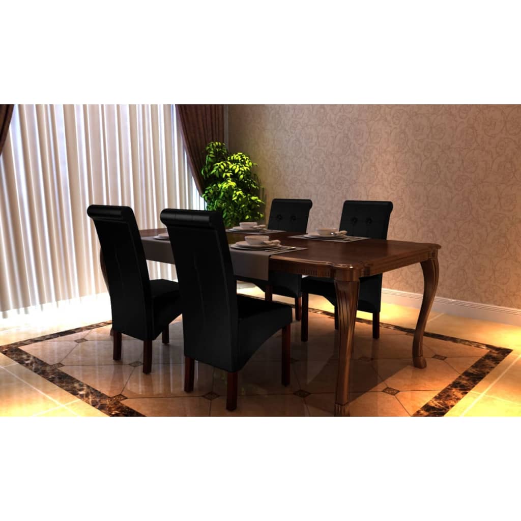 vidaXL Sillas de comedor 4 unidades cuero sintético negro