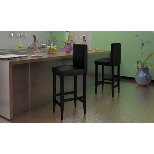 vidaXL Taburetes de cocina 4 unidades cuero artificial negro