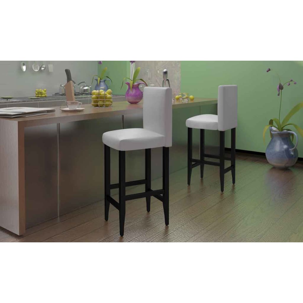 vidaXL Taburetes de cocina 4 unidades cuero artificial blanco