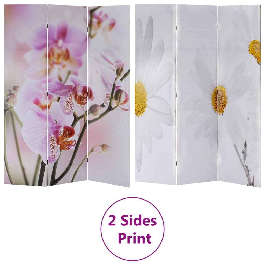 vidaXL Biombo divisor plegable flores 120x170 cm