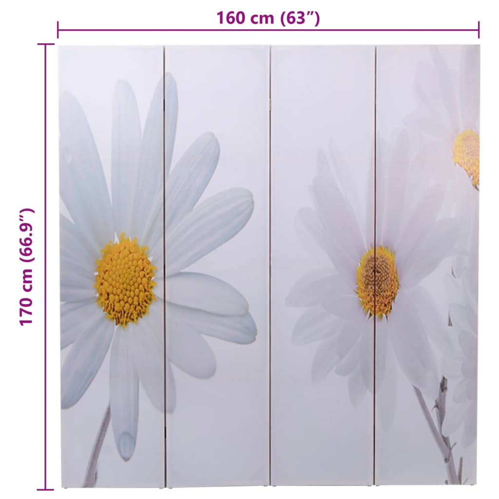 vidaXL Biombo divisor plegable 160x170 cm flores