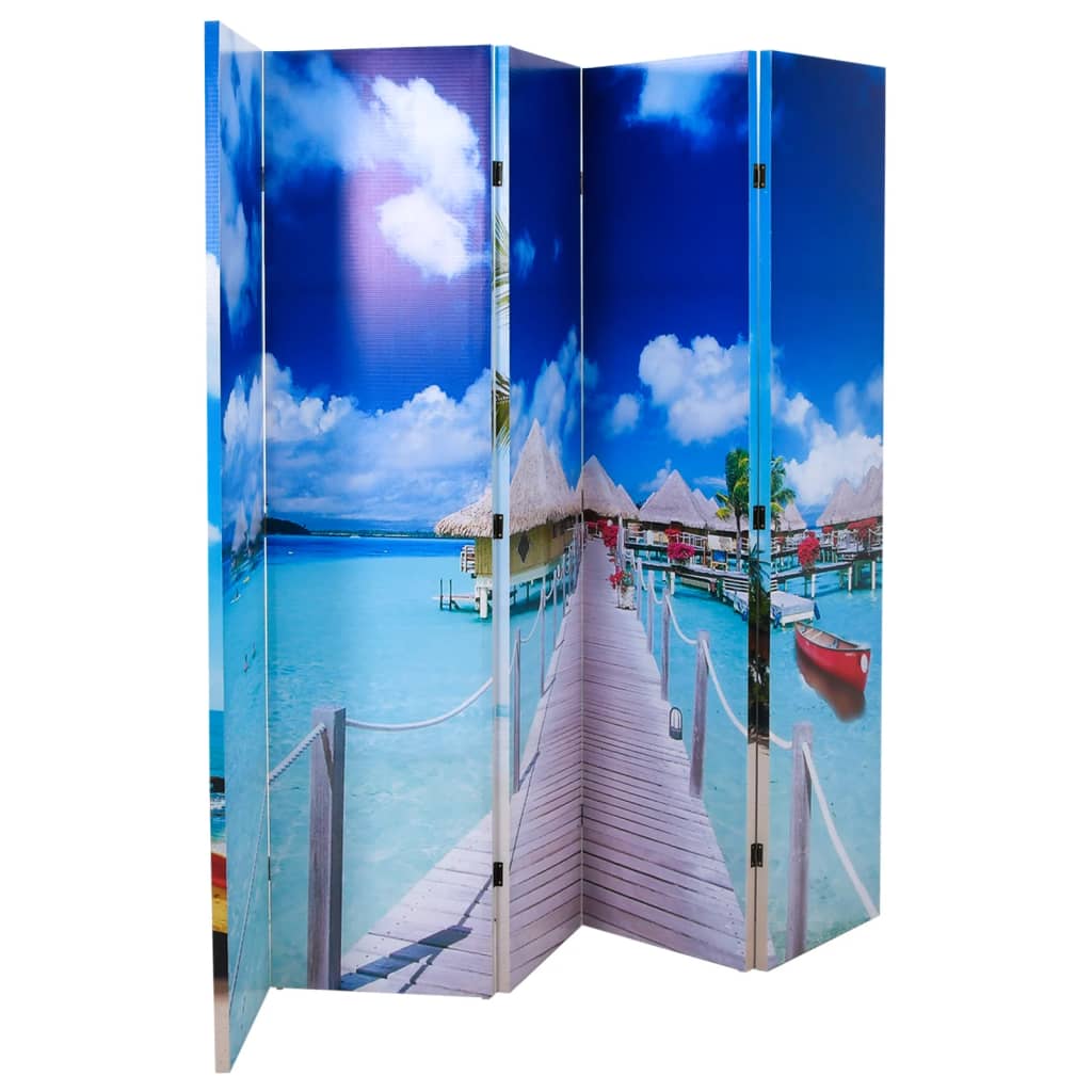 vidaXL Biombo divisor plegable 200x170 cm playa