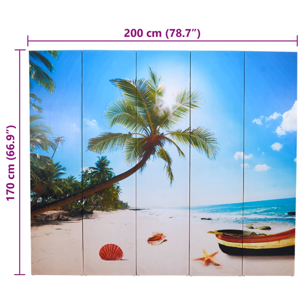 vidaXL Biombo divisor plegable 200x170 cm playa