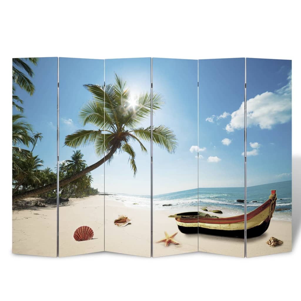 vidaXL Biombo divisor plegable Playa 217x170 cm