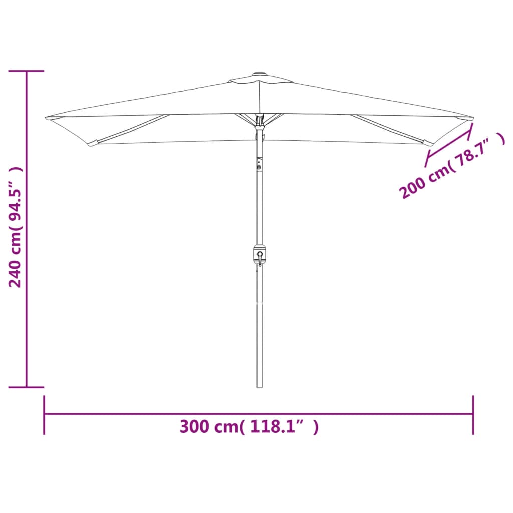 vidaXL Sombrilla rectangular verde 200x300 cm