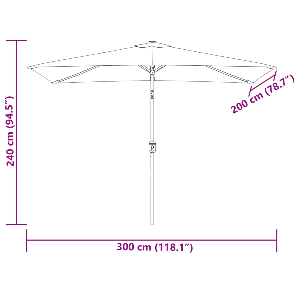 vidaXL Sombrilla rectangular blanco arena 200x300 cm