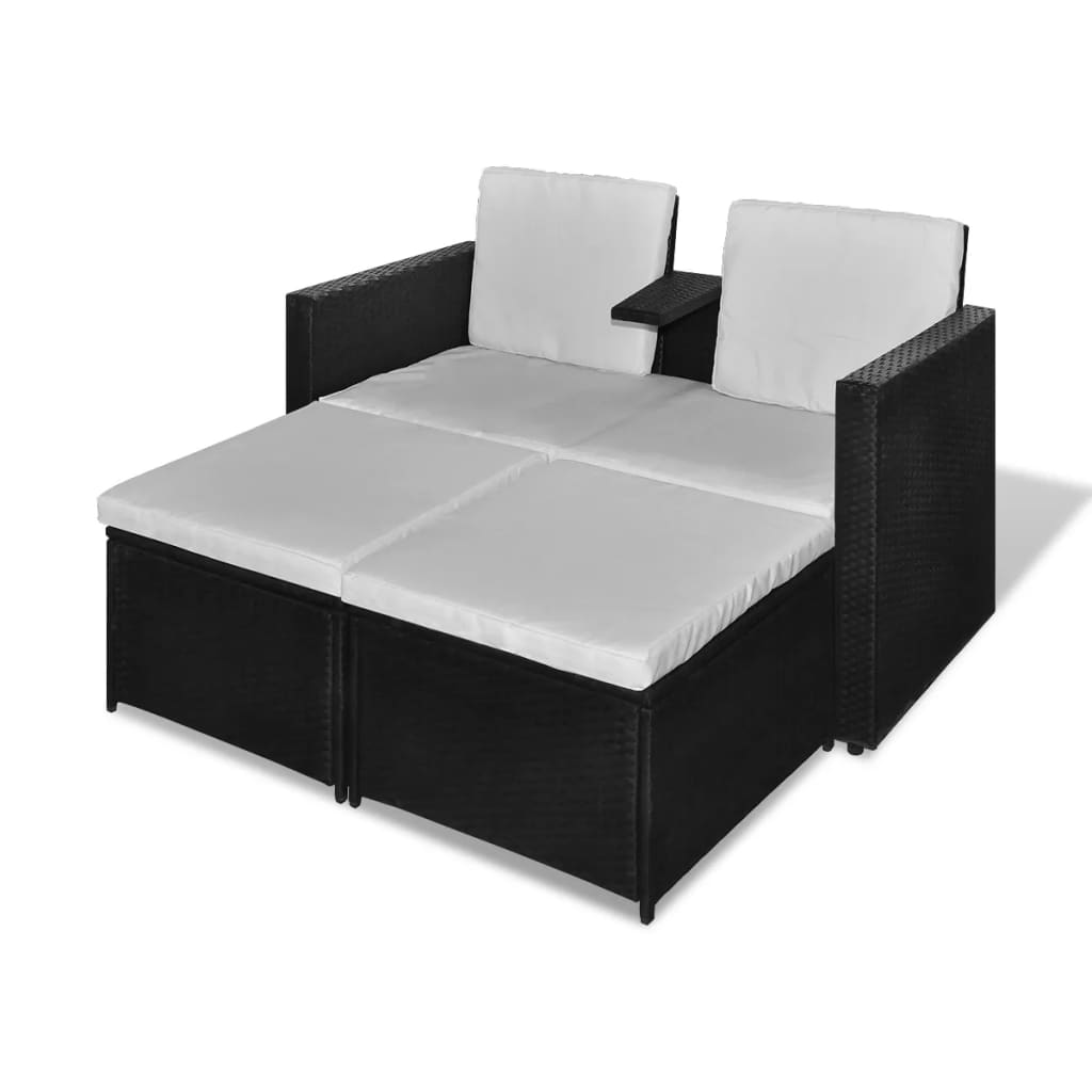 vidaXL Set muebles de jardín 4 piezas y cojines ratán sintético negro