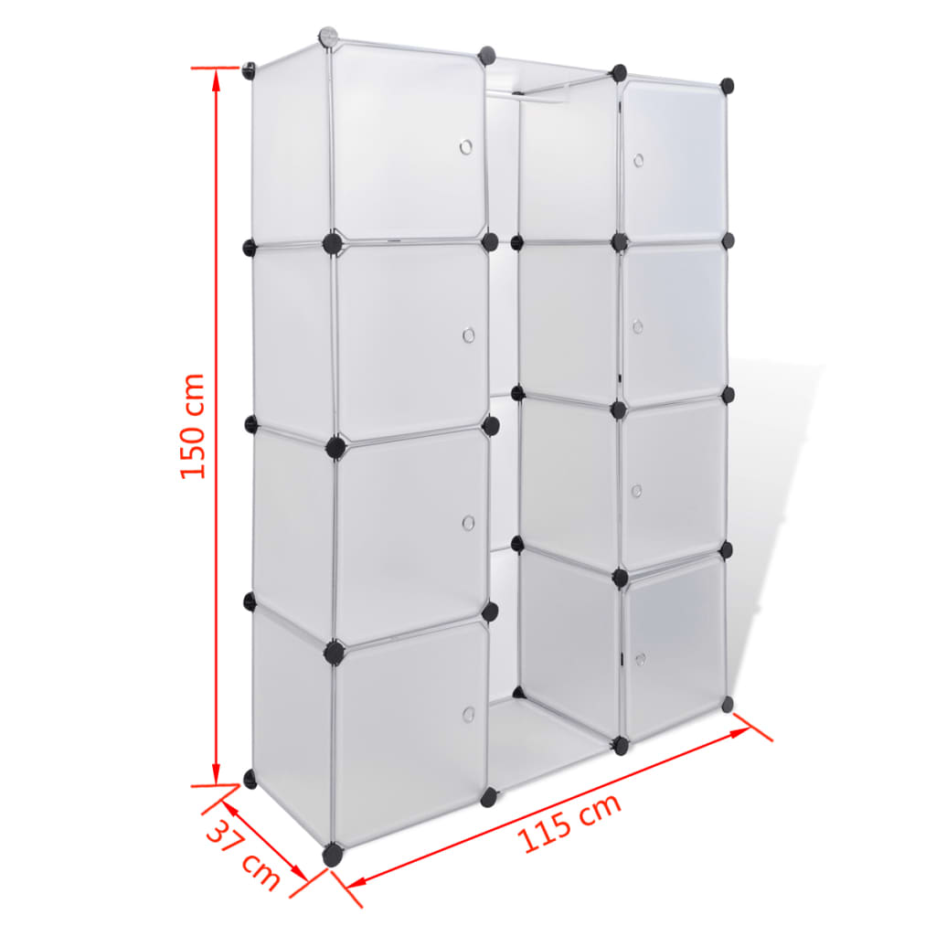 vidaXl Armario modular con 9 compartimentos blanco 37x115x150 cm