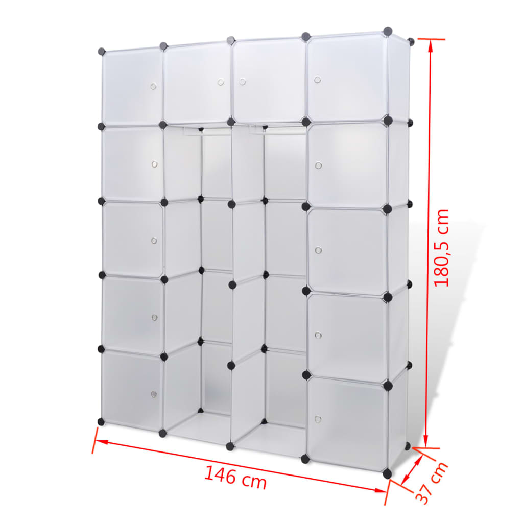 vidaXL Armario modular con 14 compartimentos blanco 37x146x180,5 cm