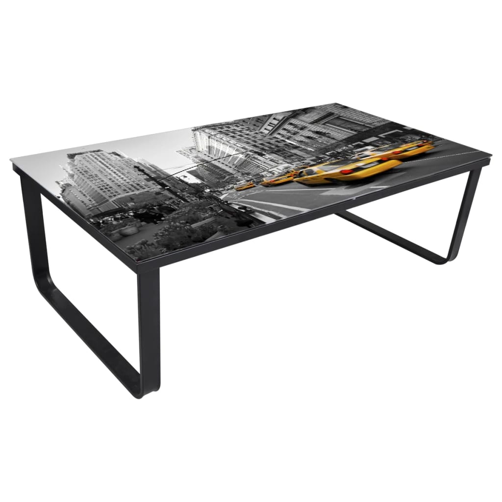 vidaXL Mesa de centro con tablero de cristal rectangular