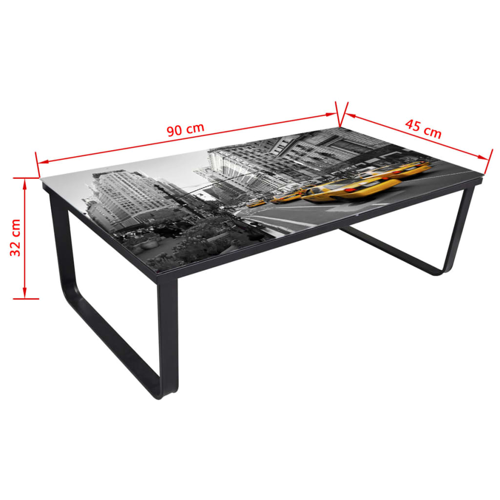 vidaXL Mesa de centro con tablero de cristal rectangular