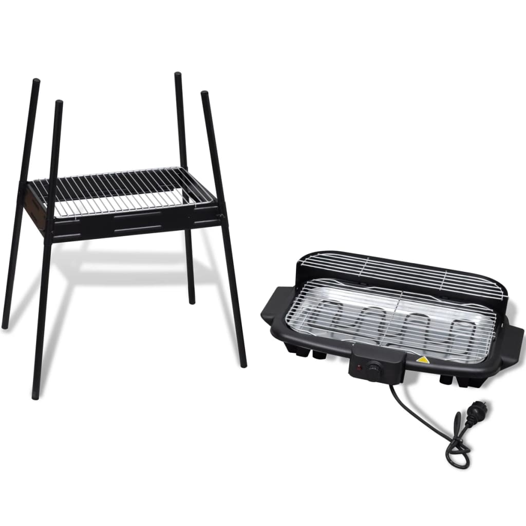 vidaXL Barbacoa rectangular eléctrica  con soporte BBQ de jardín