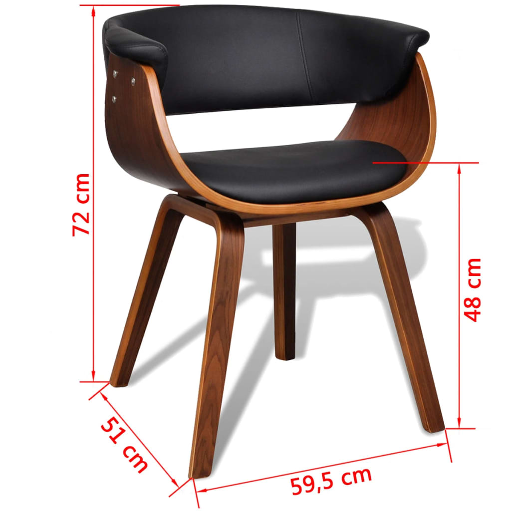 vidaXL Silla de comedor de madera curvada y cuero sintético