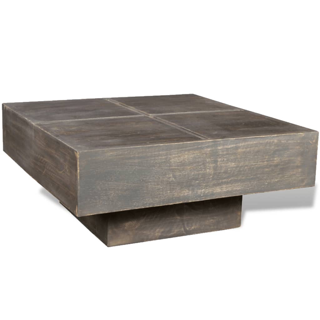 vidaXL Mesa de centro cuadrada madera maciza de mango marrón oscuro